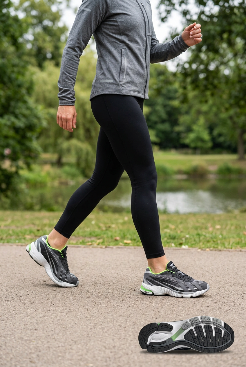 Femme en tenue sportive en extérieur portant les Orketro, illustration générée