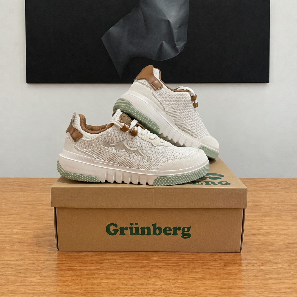 Grünberg écru caramel vert sauge, photo de profil boîte recentrée