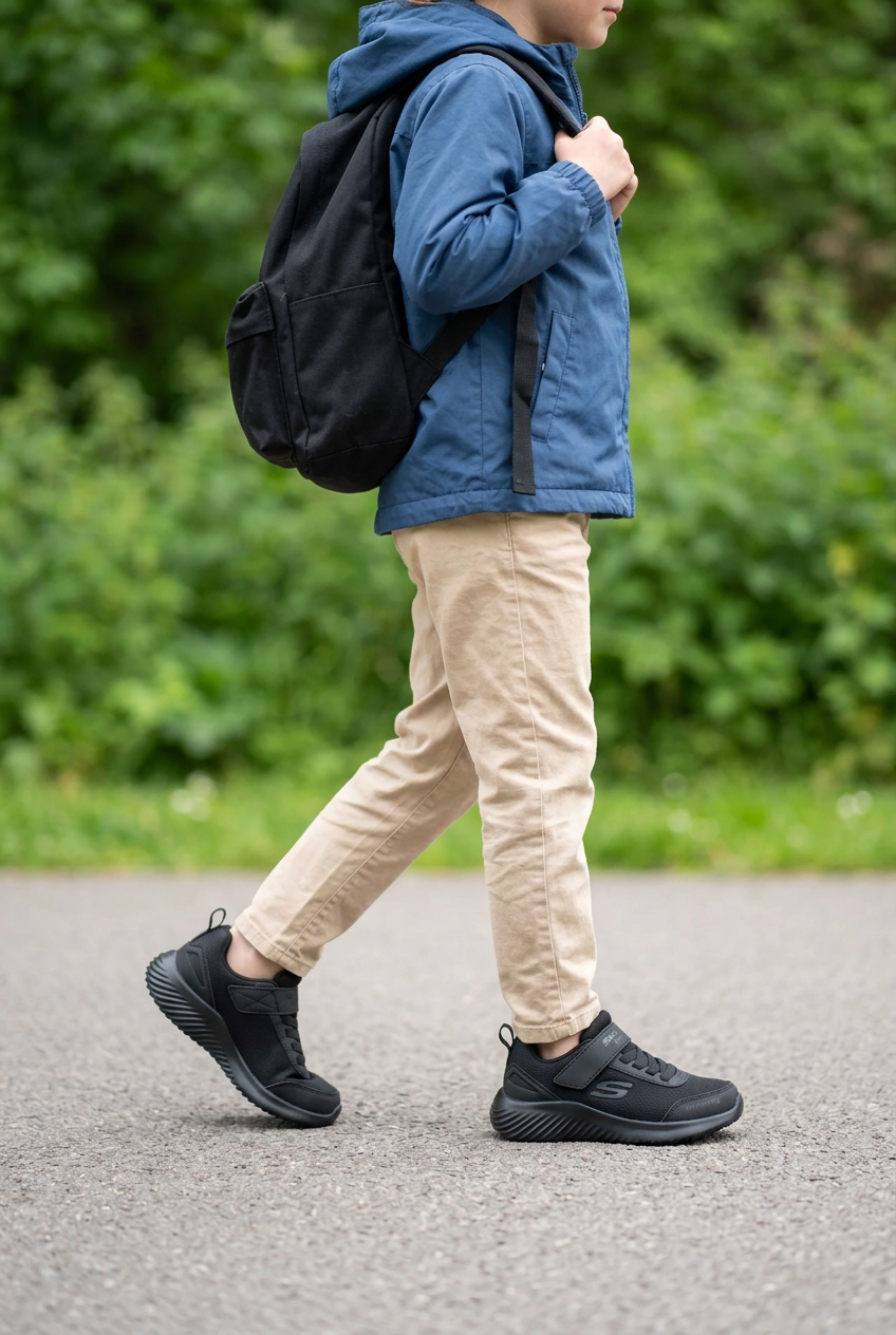 Fille de 8 à 12 ans portant les Skechers en extérieur, illustration générée