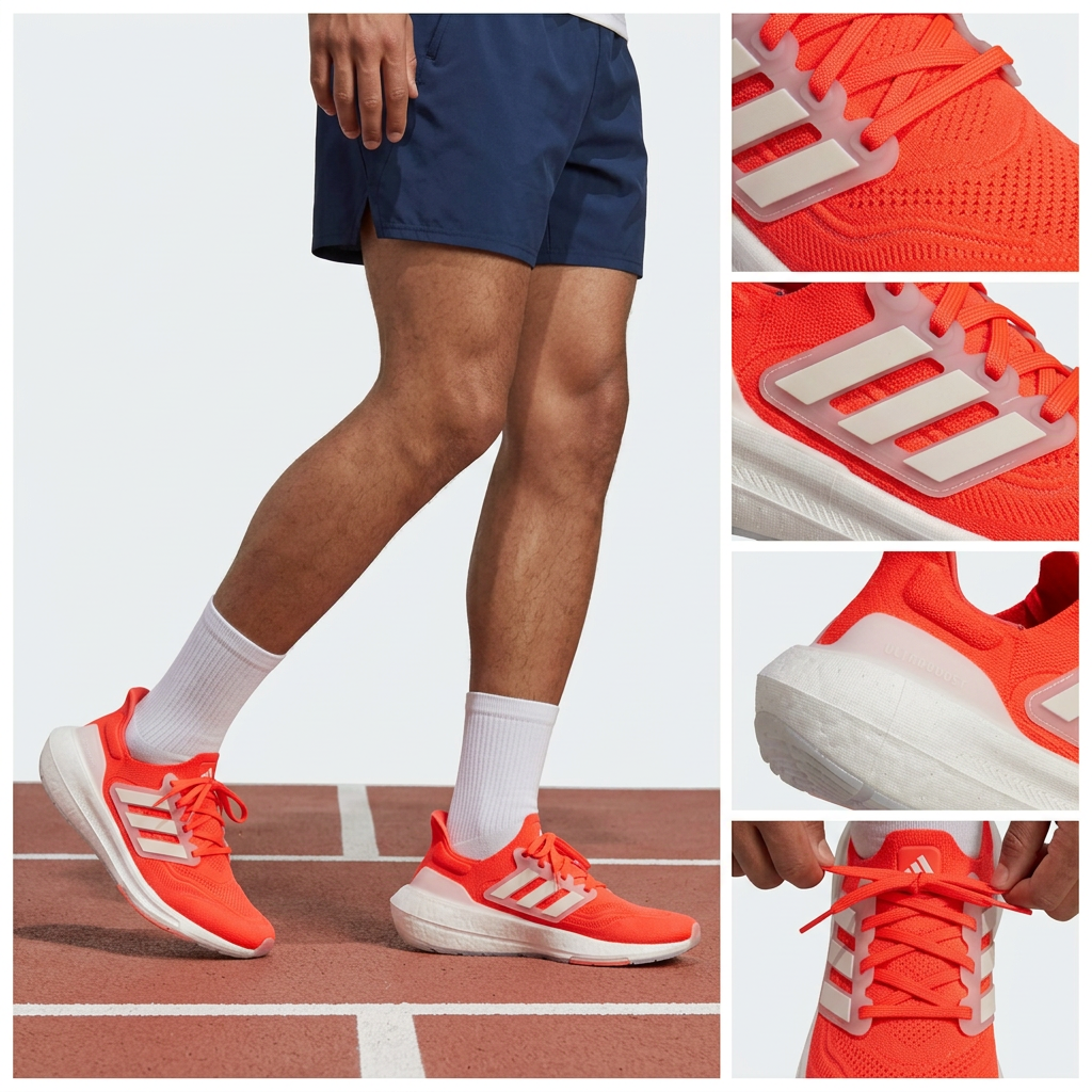 Montage cinq angles course à pied Ultraboost Light sans vue dédiée des semelles, illustration générée