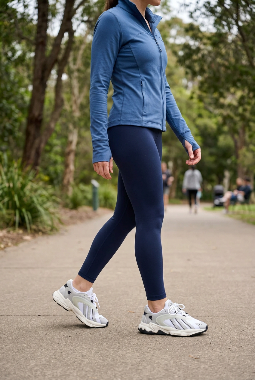 Femme en tenue de sport portant les Adidas Oztral W, illustration générée