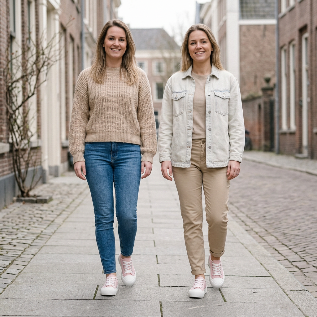 Illustration générée de deux femmes adultes portant les Keddo roses