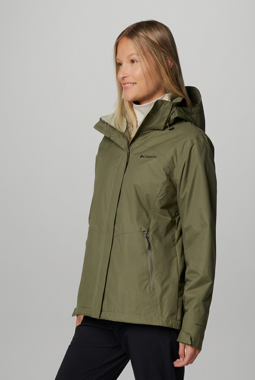 Blouson Columbia kaki de profil, visuel retouché