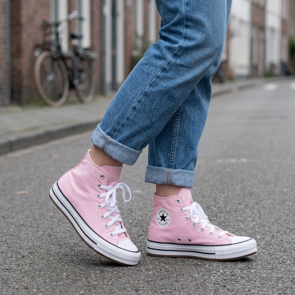 Illustration générée de Converse rose clair portées avec un jean