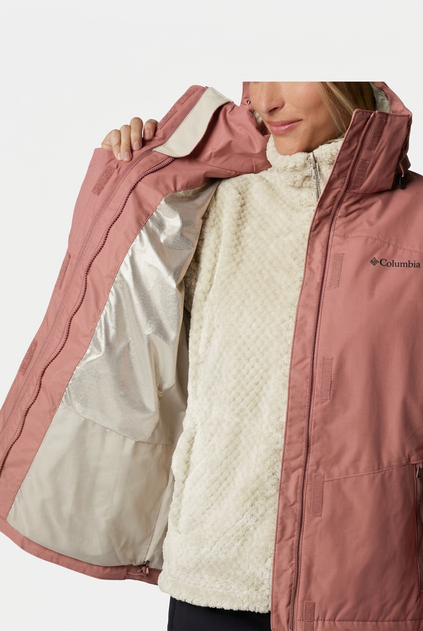 Intérieur du blouson Columbia rose agave, visuel recoloré