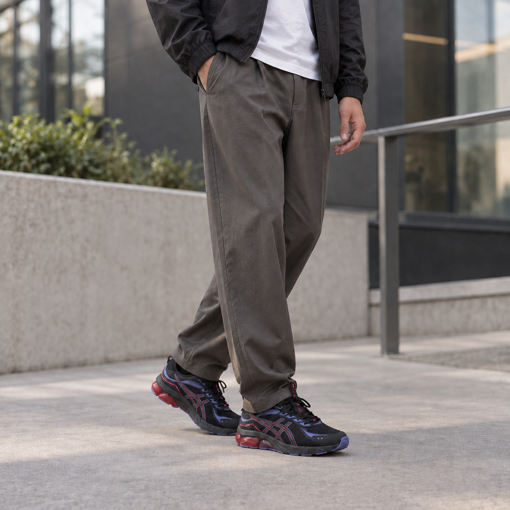 Asics Gel-Quantum 180 : photo portée homme plus habillé, chaussures réduites