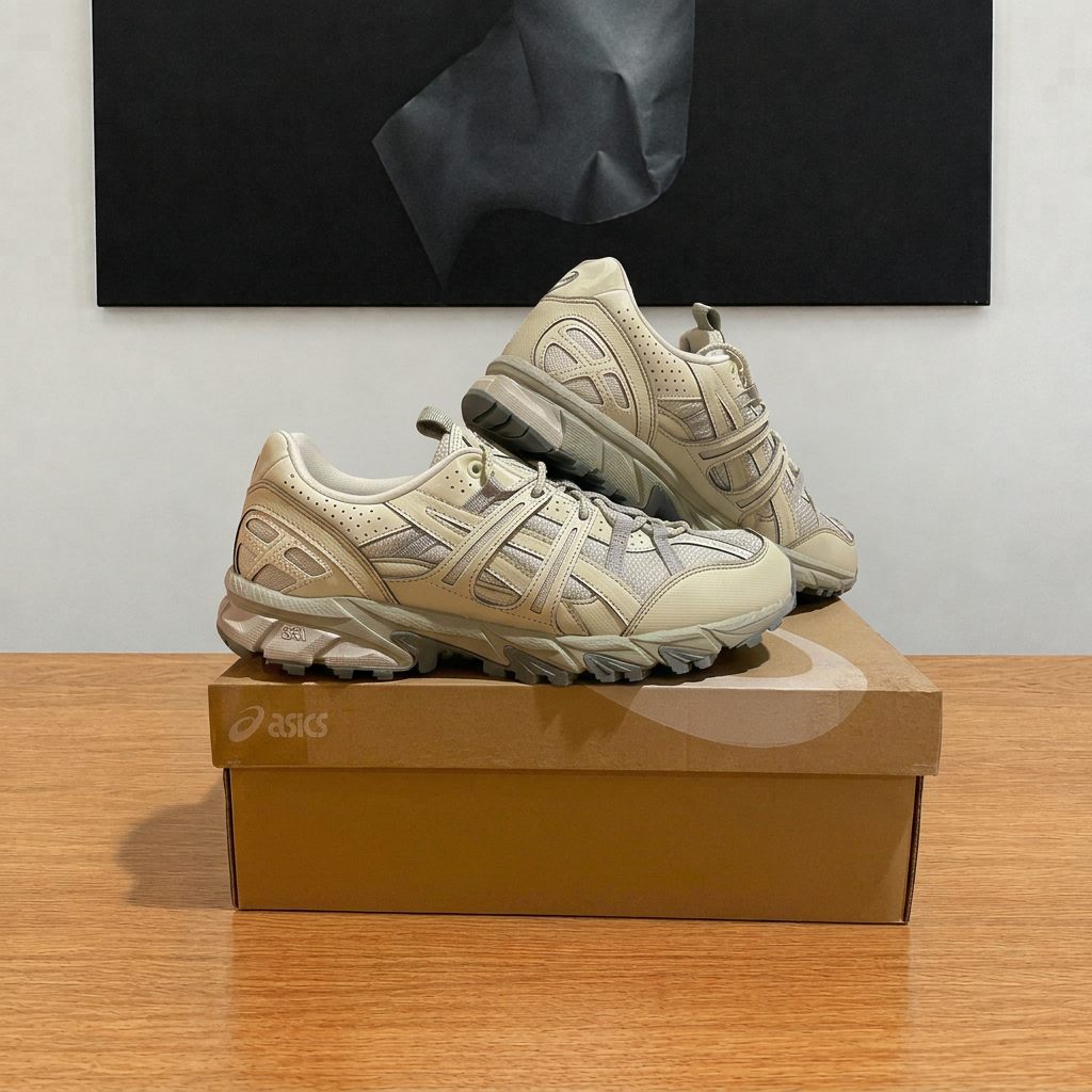 Asics GEL-SONOMA 15-50 beige gris clair, photo de profil boîte recentrée