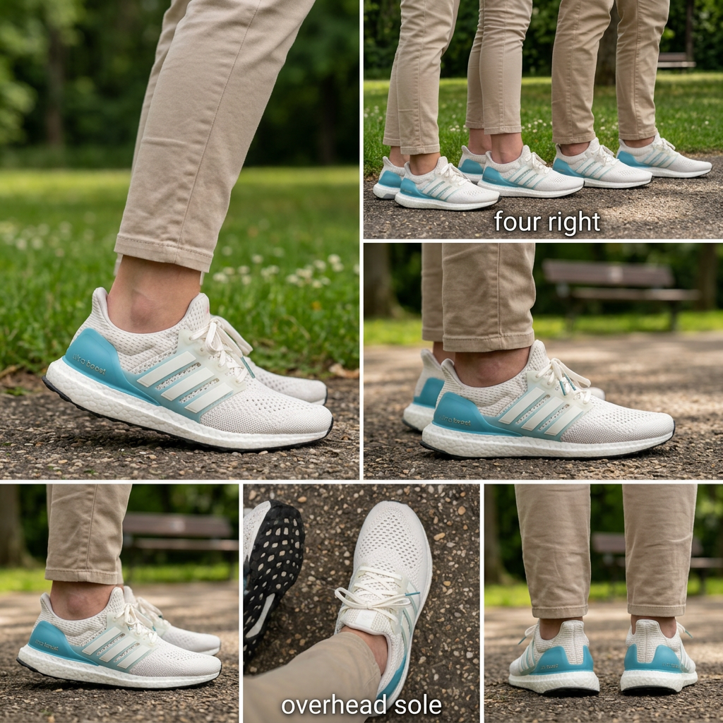 Ultraboost portées femme et homme montage cinq angles, illustration générée
