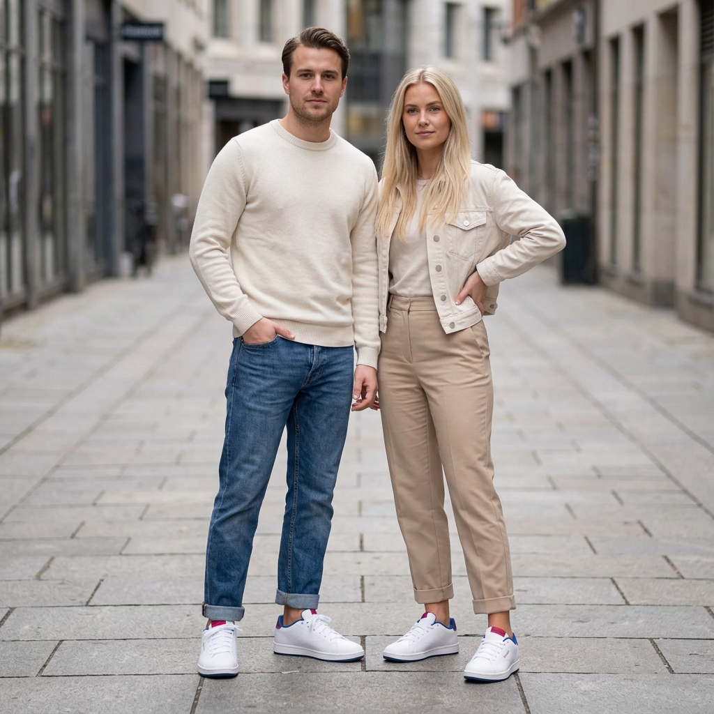 Illustration générée d’un homme et d’une femme portant les Reebok Royal Complete 2.0