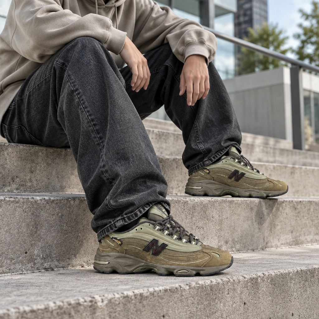 New Balance M1000 NBU : photo portée sur escaliers, cible homme 15-25 ans