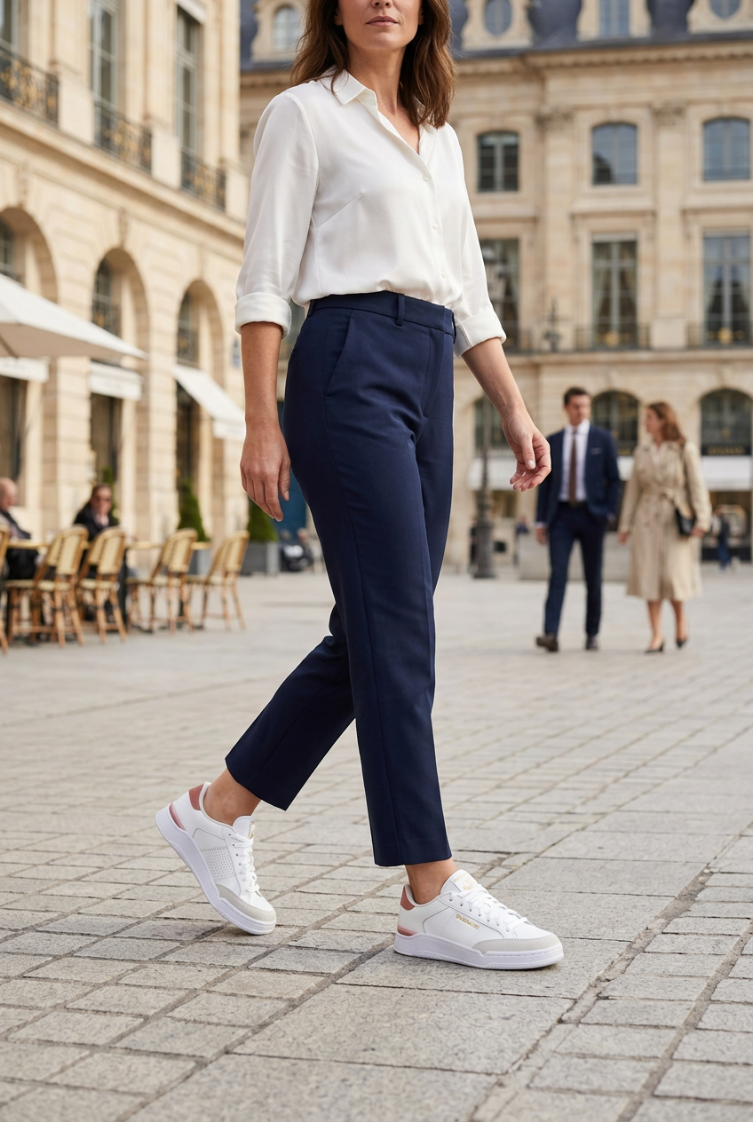 Illustration générée : femme en tenue de ville portant les baskets Reebok
