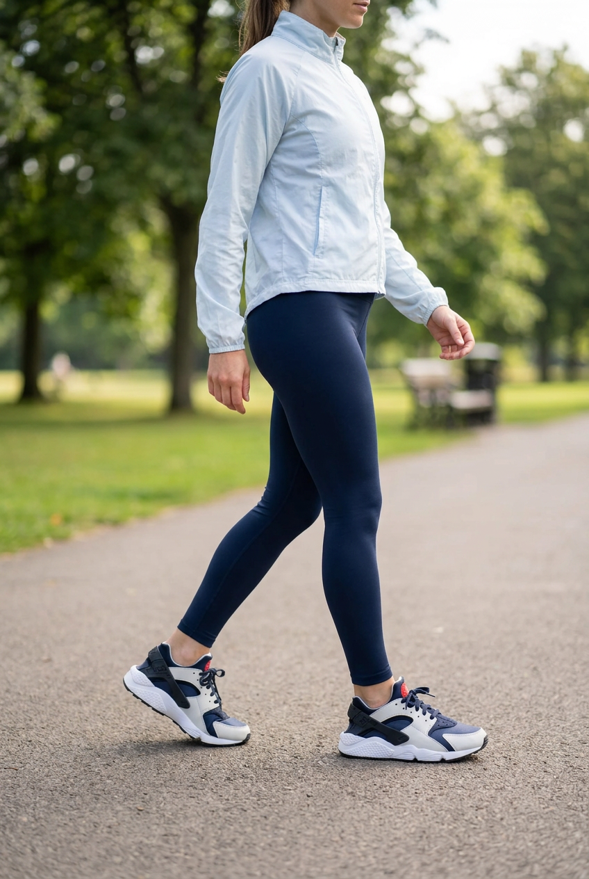 Femme en tenue de sport portant les Nike Air Huarache, illustration générée