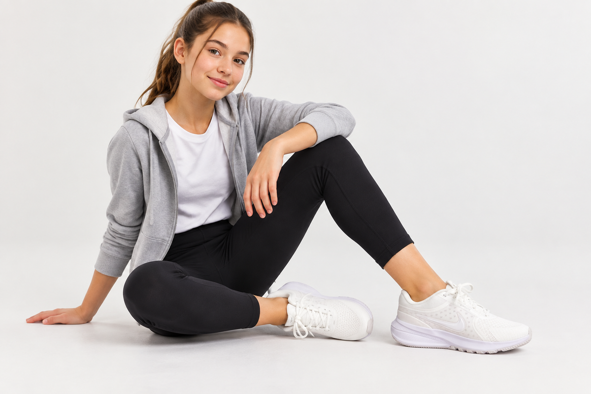 Visuel généré des Nike Star Runner 5 portées par une fille, modèle destiné aux 10 à 18 ans