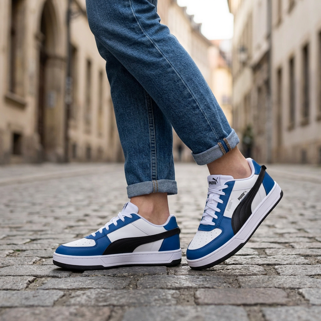 Illustration générée des Puma Caven 2.0 VTG portées avec un jean
