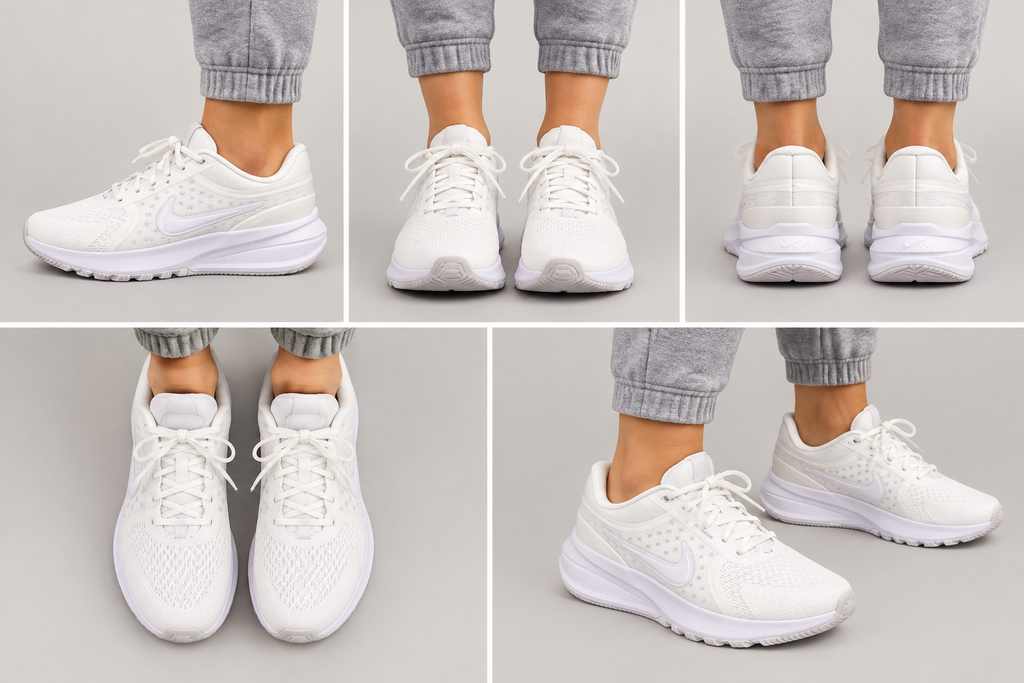 Montage généré de cinq vues des Nike Star Runner 5 portées par une adolescente