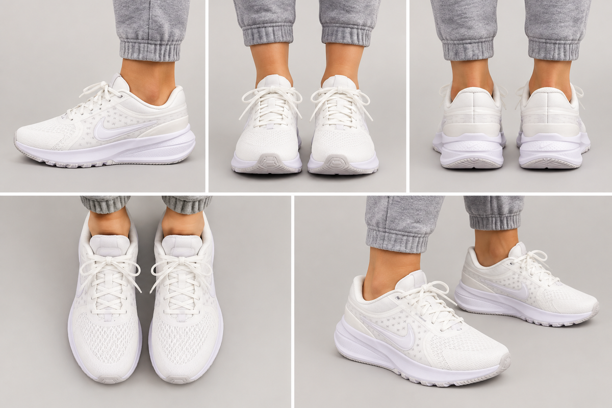 Montage généré de cinq vues des Nike Star Runner 5 portées par une adolescente