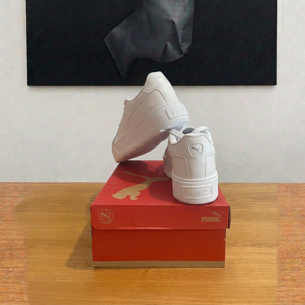 Puma Karmen L vue arrière boîte centrée sans étiquette, photo retouchée