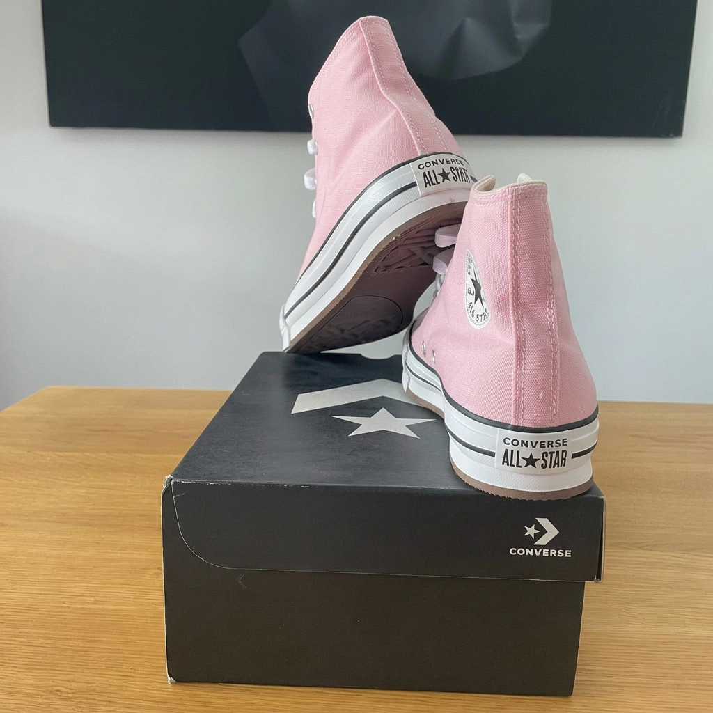 Converse Chuck Taylor Eva rose clair, vue arrière boîte retouchée