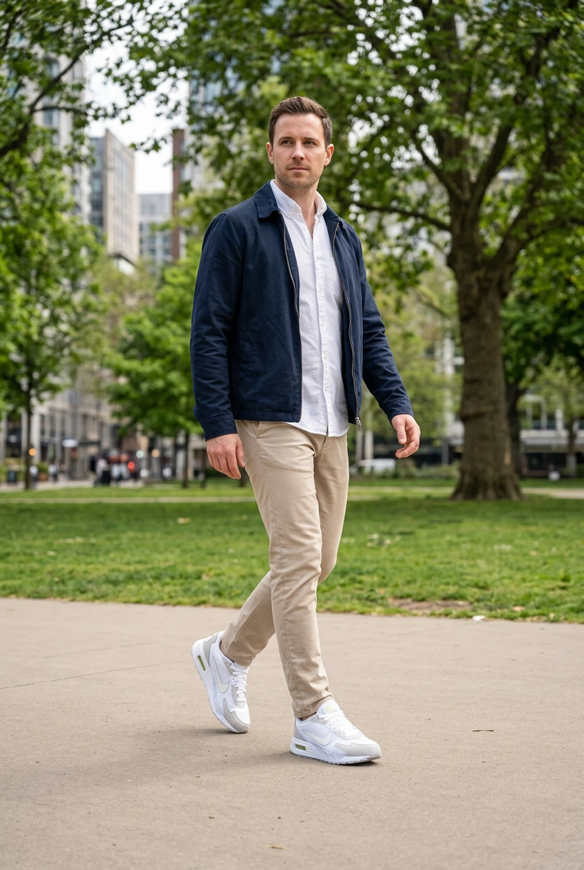 Adulte portant les Nike Air Max Solo en extérieur, illustration générée