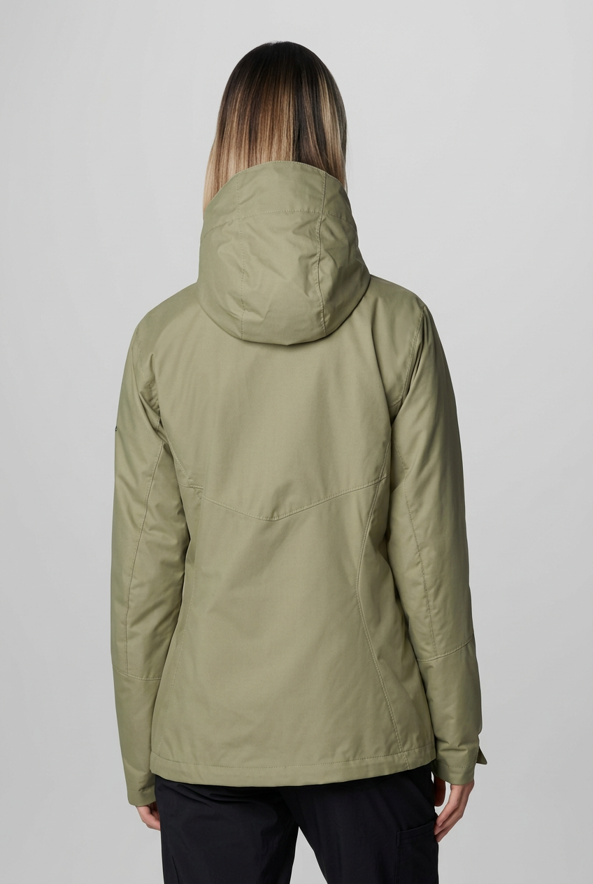 Blouson Columbia kaki de dos, visuel retouché