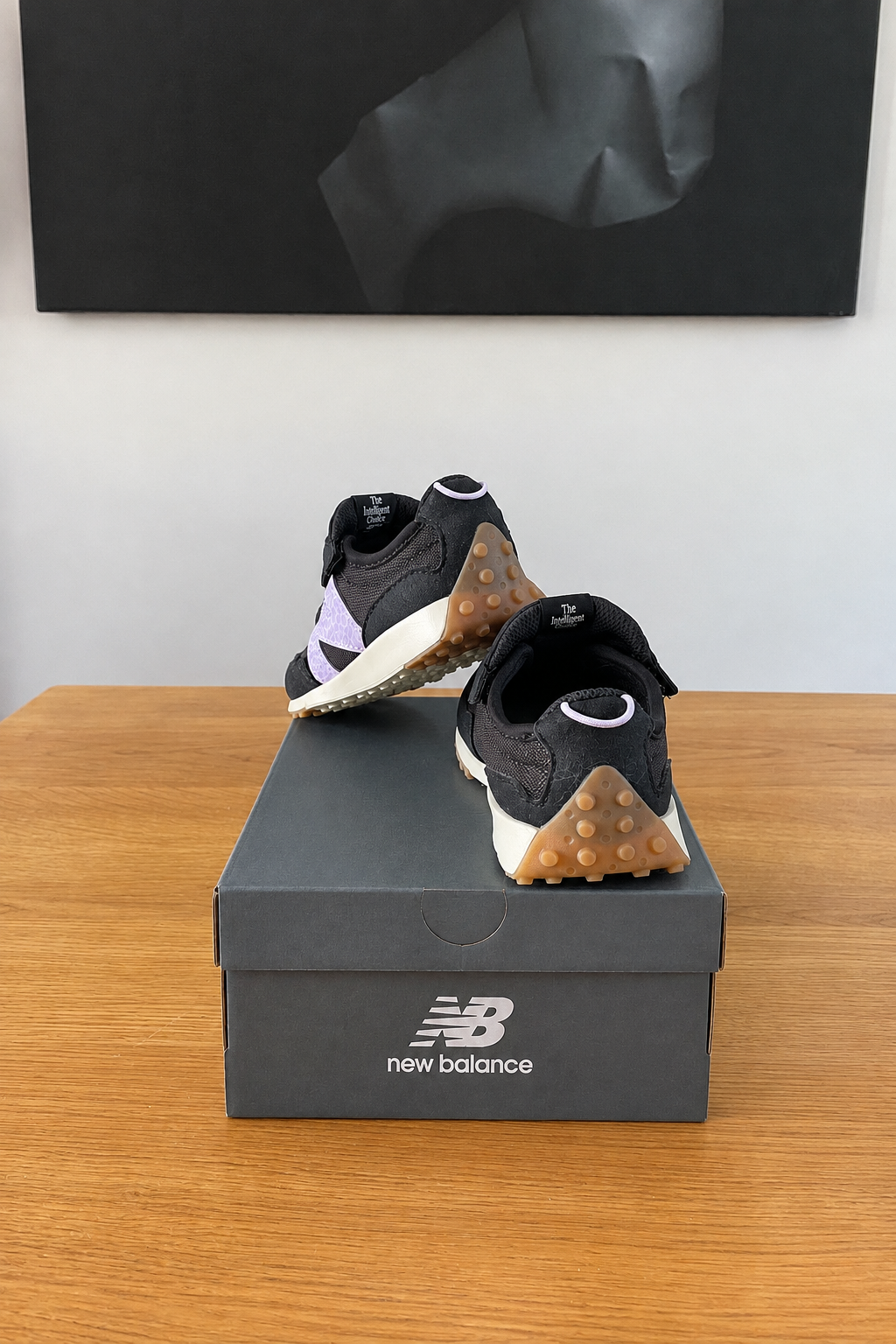 New Balance NW327WG vues de dos sur boîte sans étiquettes ni trou