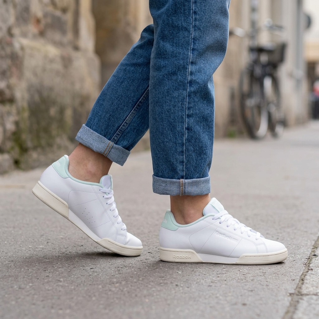 Illustration générée des Reebok NPC II portées avec un jean