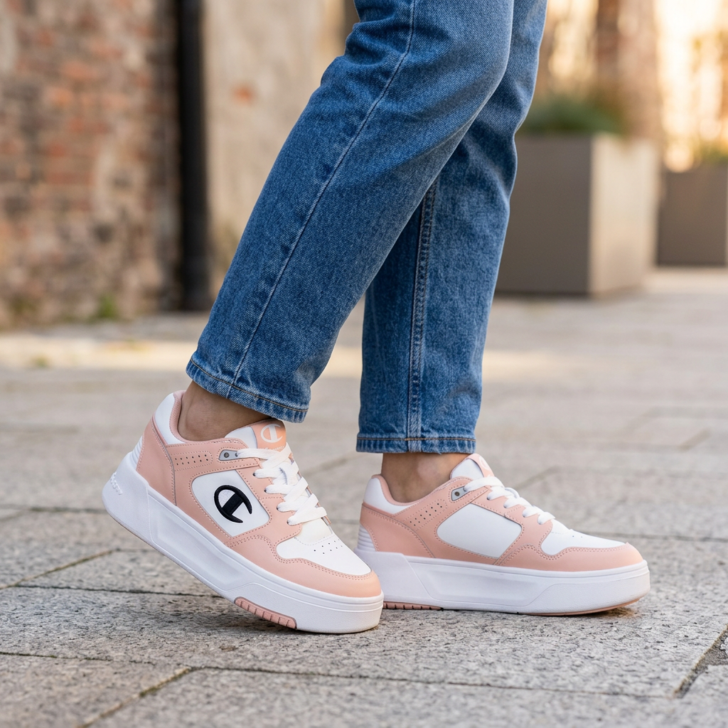 Illustration générée des Champion Z80 Flatform portées avec un jean