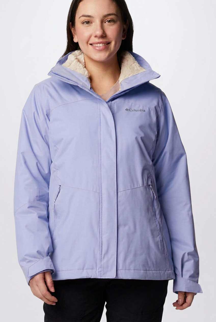 Blouson Columbia bleu-violet clair, vue de face, coloris simulé