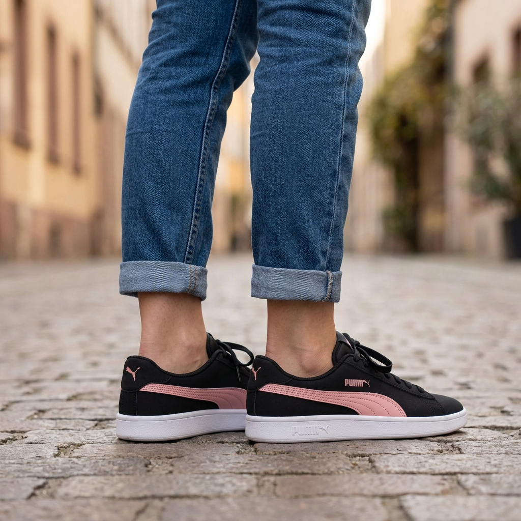 Illustration générée d’une femme portant les Puma Smash v2 Buck