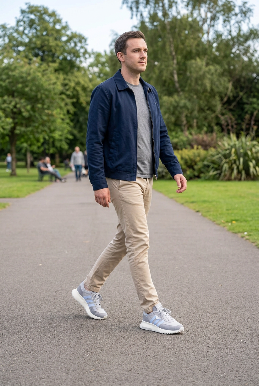 Homme adulte portant les Retropy F2 W en extérieur, illustration générée