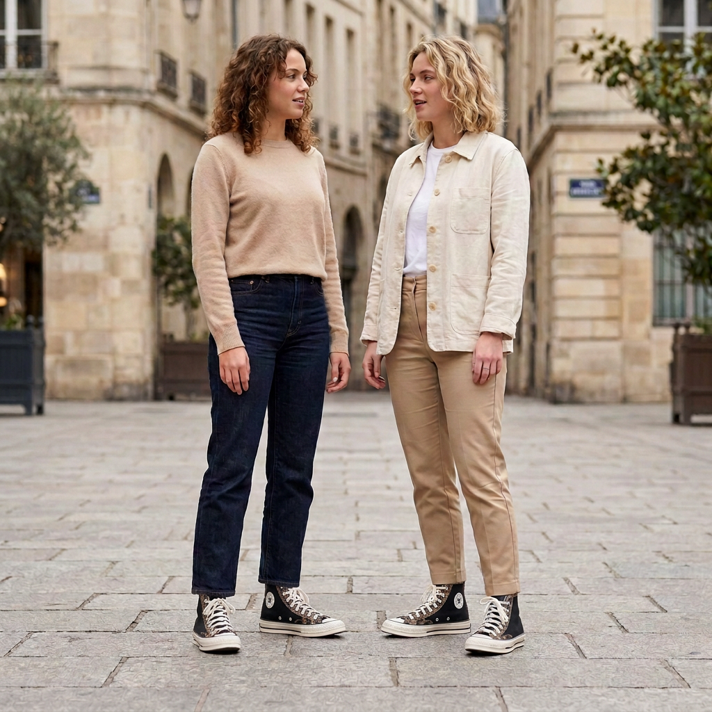 Photo des deux femmes avec modèle Converse corrigé